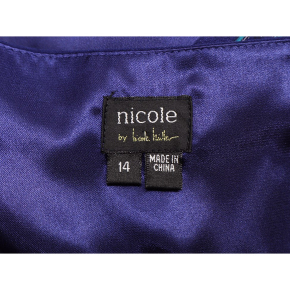 Nicole Miller Women's Sz 14 Silk Blue Handkerchief Dress Asymmetric Midi Fairy - Picture 6 of 10